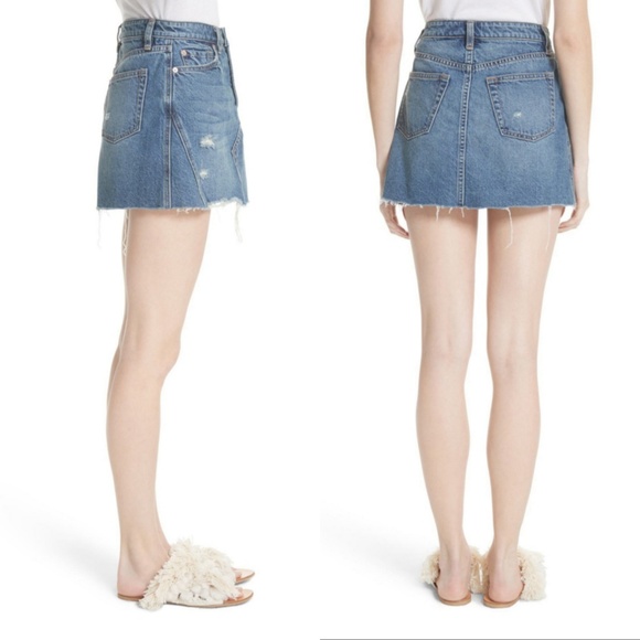 NWT Free People Denim A Line Distressed Mini Skirt - Picture 6 of 7